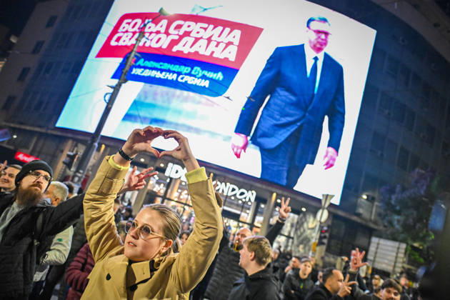 October 25, 2026, Belgrade, Belgrade, Serbia: Serbians are flooding to the streets of Belgrade as polls closed on the night of the Serbian elections on 25 October, 2026 Belgrade Serbia  - ZUMAa256 20261025_zip_a256_006 Copyright: xDanielxAlfoldix