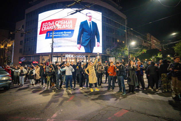 October 25, 2026, Belgrade, Belgrade, Serbia: Serbians are flooding to the streets of Belgrade as polls closed on the night of the Serbian elections on 25 October, 2026 Belgrade Serbia  - ZUMAa256 20261025_zip_a256_009 Copyright: xDanielxAlfoldix