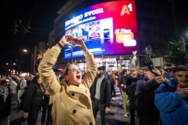 October 25, 2026, Belgrade, Belgrade, Serbia: Serbians are flooding to the streets of Belgrade as polls closed on the night of the Serbian elections on 25 October, 2026 Belgrade Serbia  - ZUMAa256 20261025_zip_a256_014 Copyright: xDanielxAlfoldix