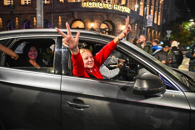 October 25, 2026, Belgrade, Belgrade, Serbia: Serbians are flooding to the streets of Belgrade as polls closed on the night of the Serbian elections on 25 October, 2026 Belgrade Serbia  - ZUMAa256 20261025_zip_a256_016 Copyright: xDanielxAlfoldix
