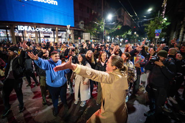 October 25, 2026, Belgrade, Belgrade, Serbia: Serbians are flooding to the streets of Belgrade as polls closed on the night of the Serbian elections on 25 October, 2026 Belgrade Serbia  - ZUMAa256 20261025_zip_a256_018 Copyright: xDanielxAlfoldix